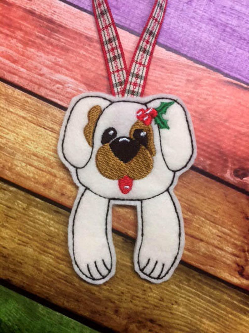 In the Hoop Dog Candy Cane Pencil Holder Ornament Embroidry Etsy