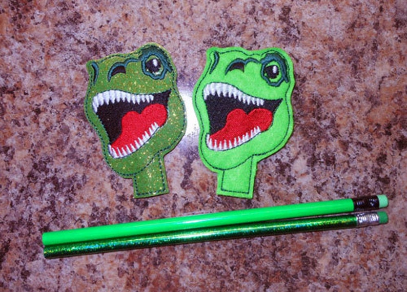 In the Hoop Dino Rex Pencil Topper Embroidery Machine Design - Etsy