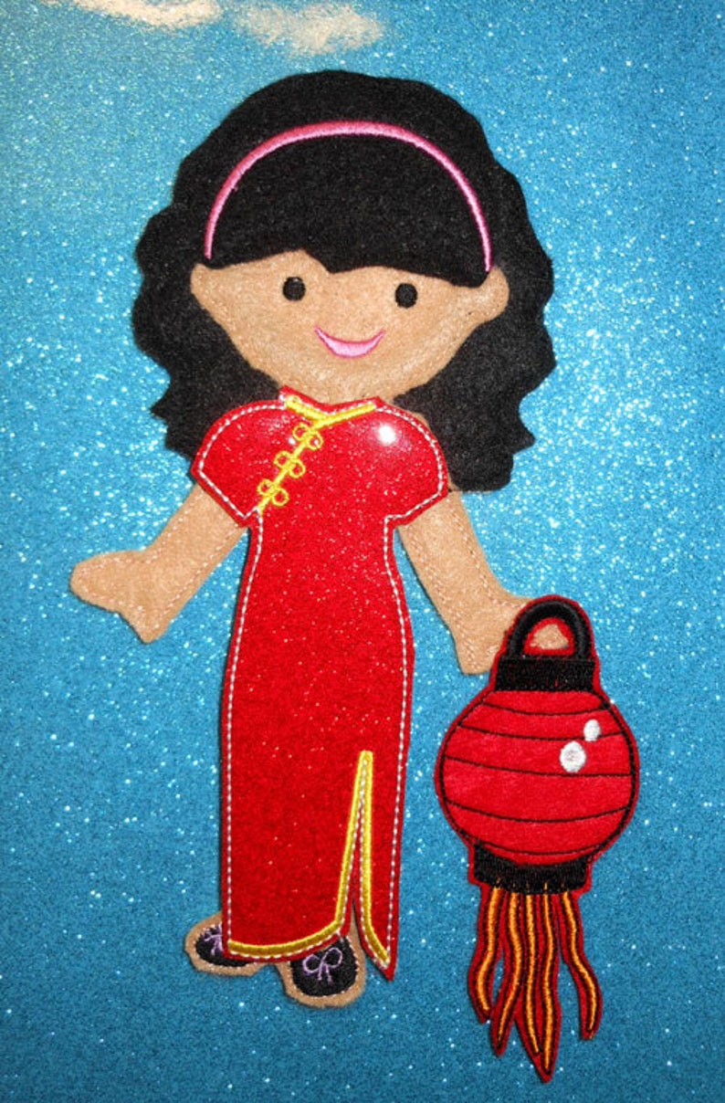 In The Hoop Asian Dress Set for Dress Up Fun Dolls image 6