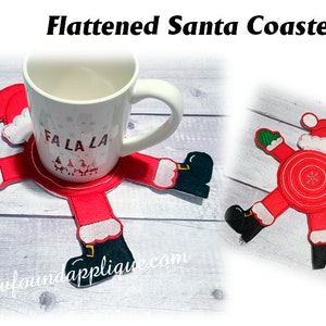 In The Hoop Flattened Santa Coaster Embroidery Machine Design