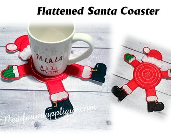 In The Hoop Flattened Santa Coaster Embroidery Machine Design