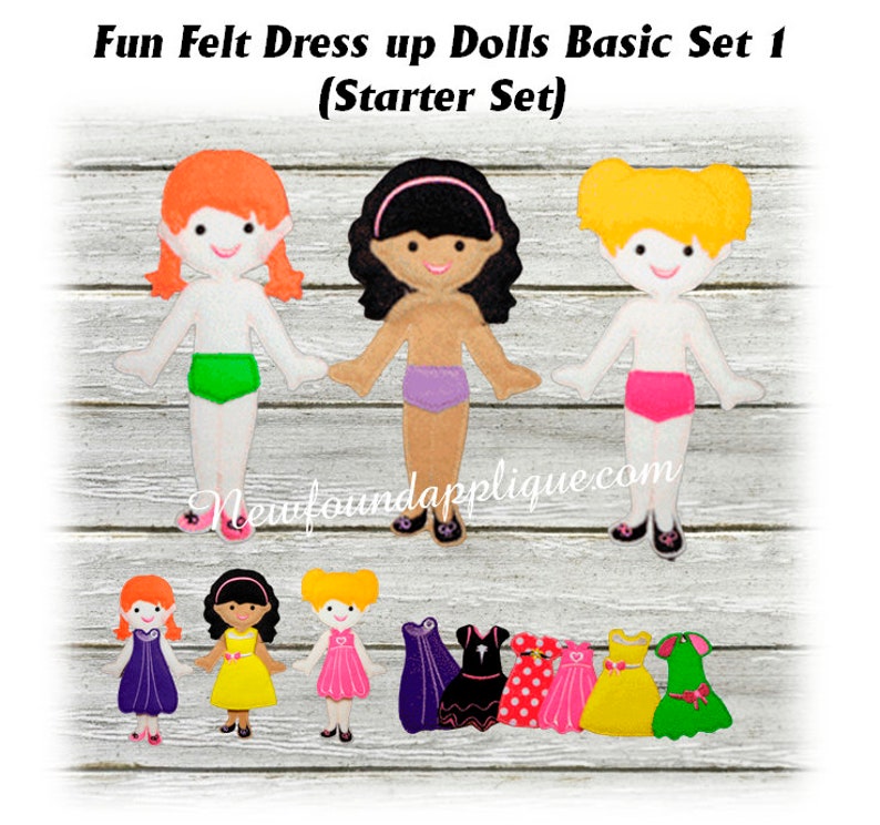 In The Hoop Felt Fun Dress Up Doll Basic Set Embroidery Machine Designs image 2