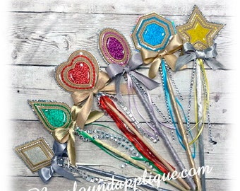 In The Hoop Gem Wand Embroidery Machine Design Set