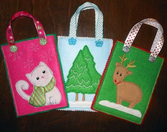 In The Hoop Christmas Treat Bag Applique Set for Embroidery Machines