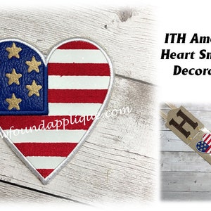 In The Hoop American Heart Snap On Decoration Embroidery Machine Design