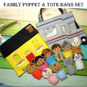 In the Hoop Family Finger Puppet & Tote Embroidery Machine Design Set