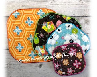 In The Hoop Quilted Square Coaster/Hotplate with Satin Stitch Embroidery Machine Design Set