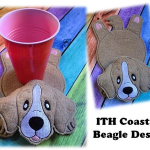 In The Hoop Flat Coaster Beagle Embroidery Machine Design