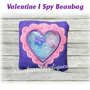 In The Hoop Valentine Heart I Spy Beanbag Embroidery Machine Design