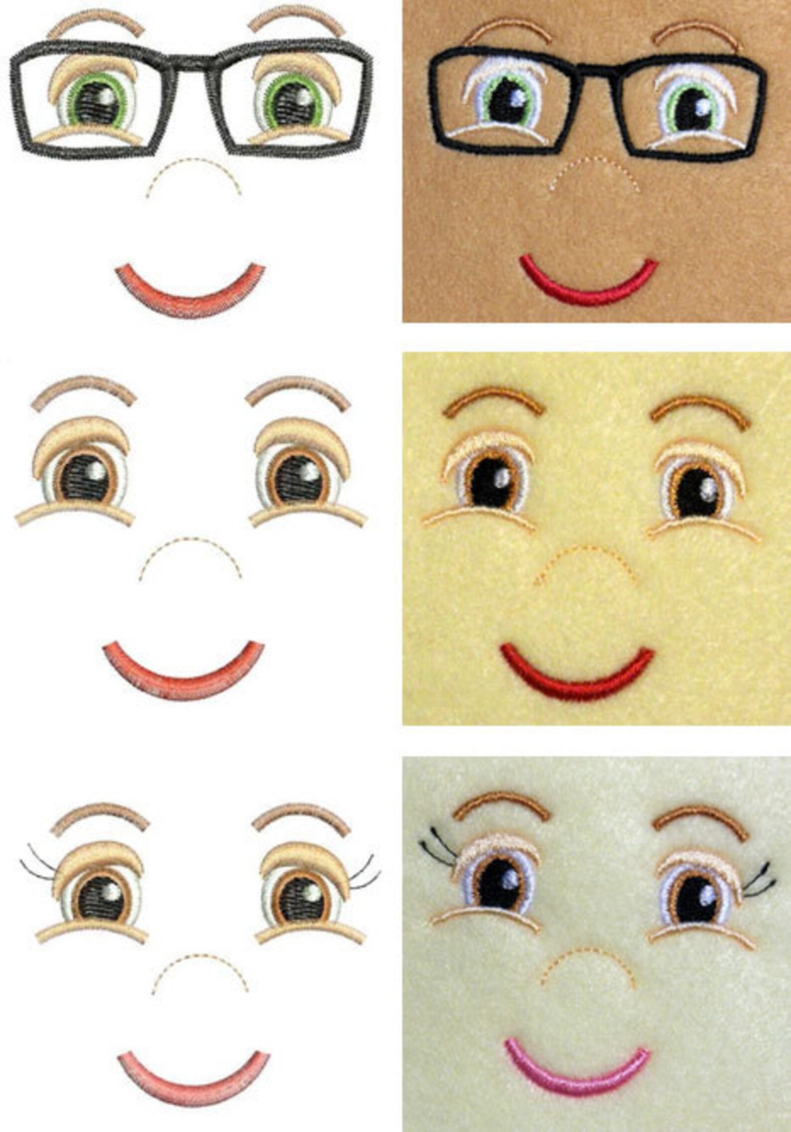 Doll Face Embroidery Machine Design Set Etsy