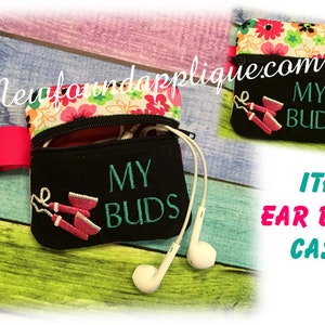 In The Hoop Zippered Earbud Case Embroidery Machine Design