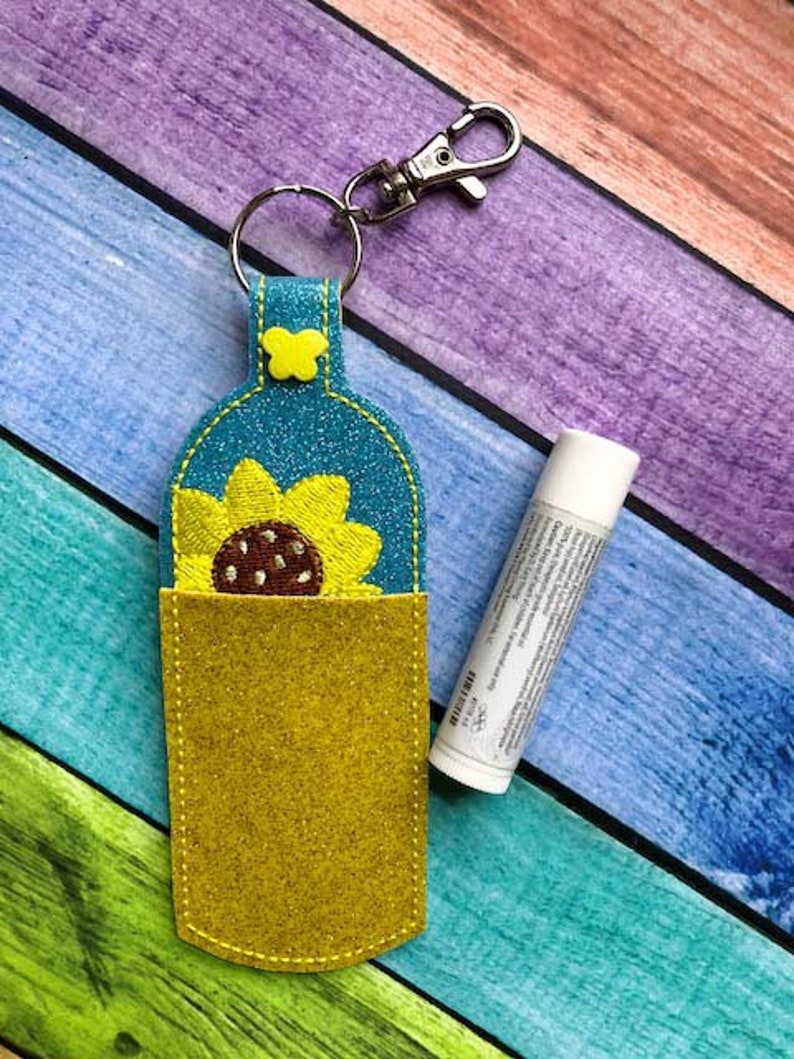 In the Hoop Sunflower Lip Balm Holder Machine Embroidery Etsy