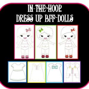 In The Hoop Dress Up BFF Girl Doll Embroidery Machine Design Set Bild 7