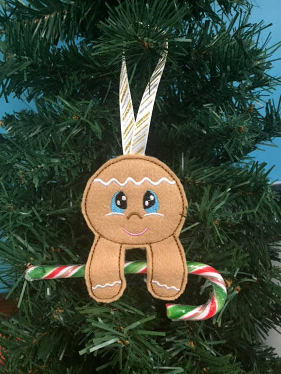 In the Hoop Gingerbread Candy Cane Pencil Holder Ornament Etsy