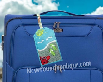 In The Hoop Beach Luggage Tag Embroidery Machine Design