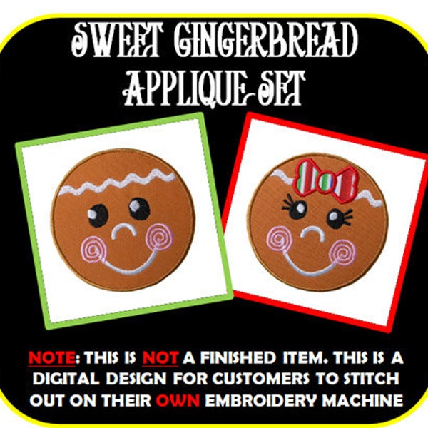 Sweet Gingerbread Applique Embroidery Design