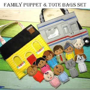 In the Hoop Family Finger Puppet & Tote Embroidery Machine Design Set