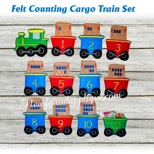 In The Hoop Felt Counting Cargo Train Embroidery Machine Design Set
