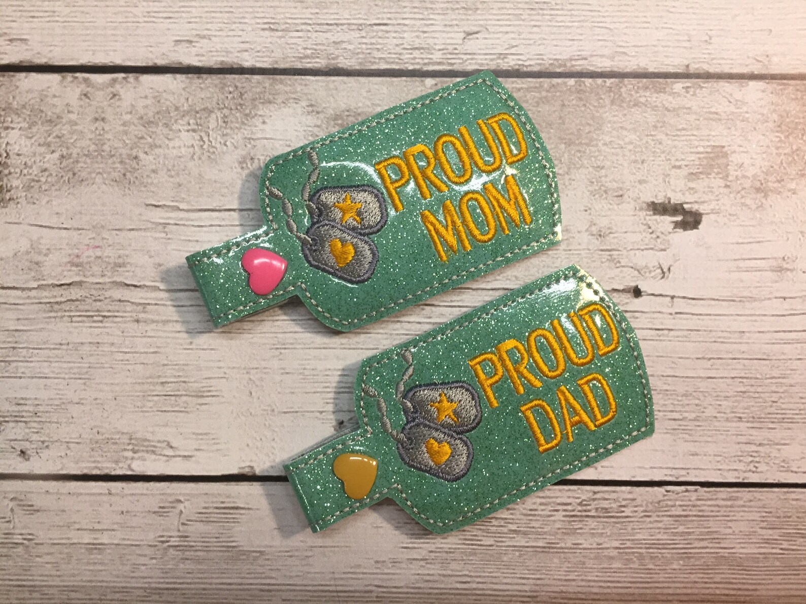 In the Hoop Proud MOM DAD MUM Dog Tag Key Fob Embroidery Machine Design ...