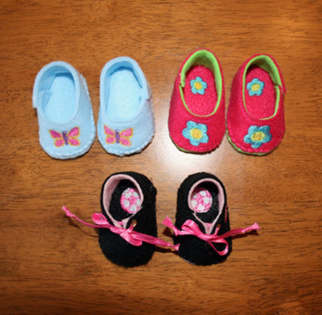 In the Hoop Felt Doll Shoe Design Set for Embroidery Machines Etsy