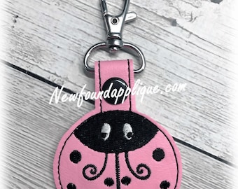 In The Hoop Lady Bug Key Fob Embroidery Machine Design