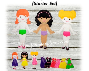 In The Hoop Felt Fun Dress Up Doll Basic Set Embroidery Machine Designs