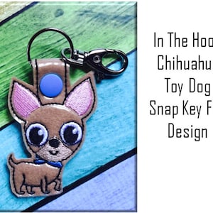 In The Hoop Chihuahya Snap Key Fob Embroidry Machine Design