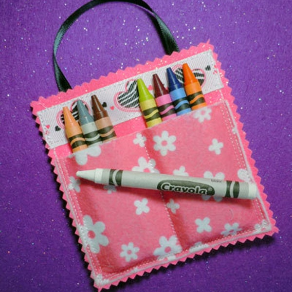 Crayon Tote small embroidery machine design