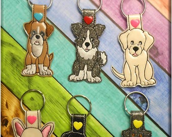 Dog Key Fob Embroidery Design Set #4