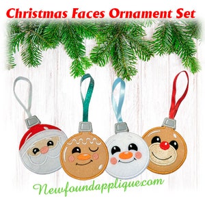 In The Hoop Christmas Face Ornament Embroidery Machine Design