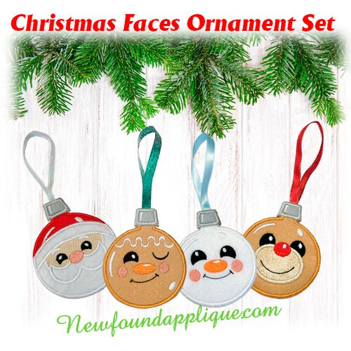 In The Hoop Christmas Face Ornament Embroidery Machine Design