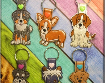 In The Hoop Dog Key Fob Set 3 Embroidery Machine Design Set