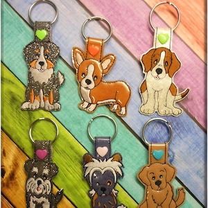 In The Hoop Dog Key Fob Set 3 Embroidery Machine Design Set