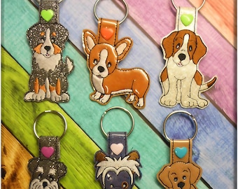 In The Hoop Dog Key Fob Set 3 Embroidery Machine Design Set
