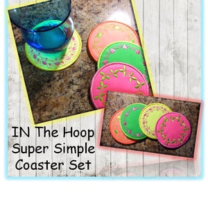 In The Hoop Super Simpl Coaster Embroider Machine Design Set