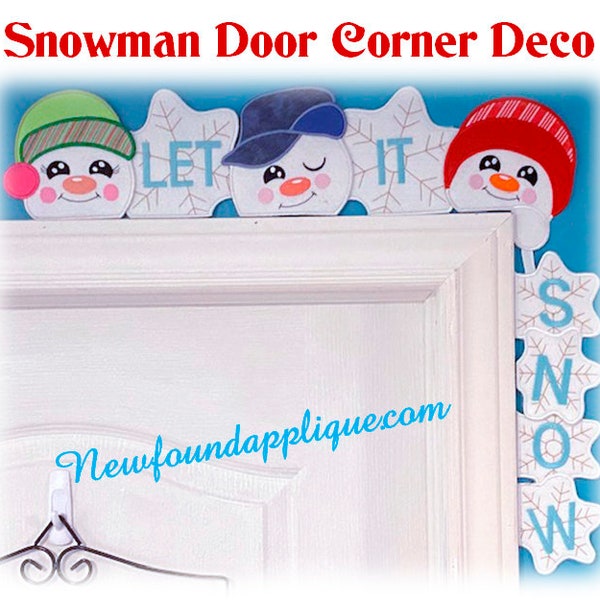 In The Hoop Snowman Door Corner Deco Embroidery Machine Design