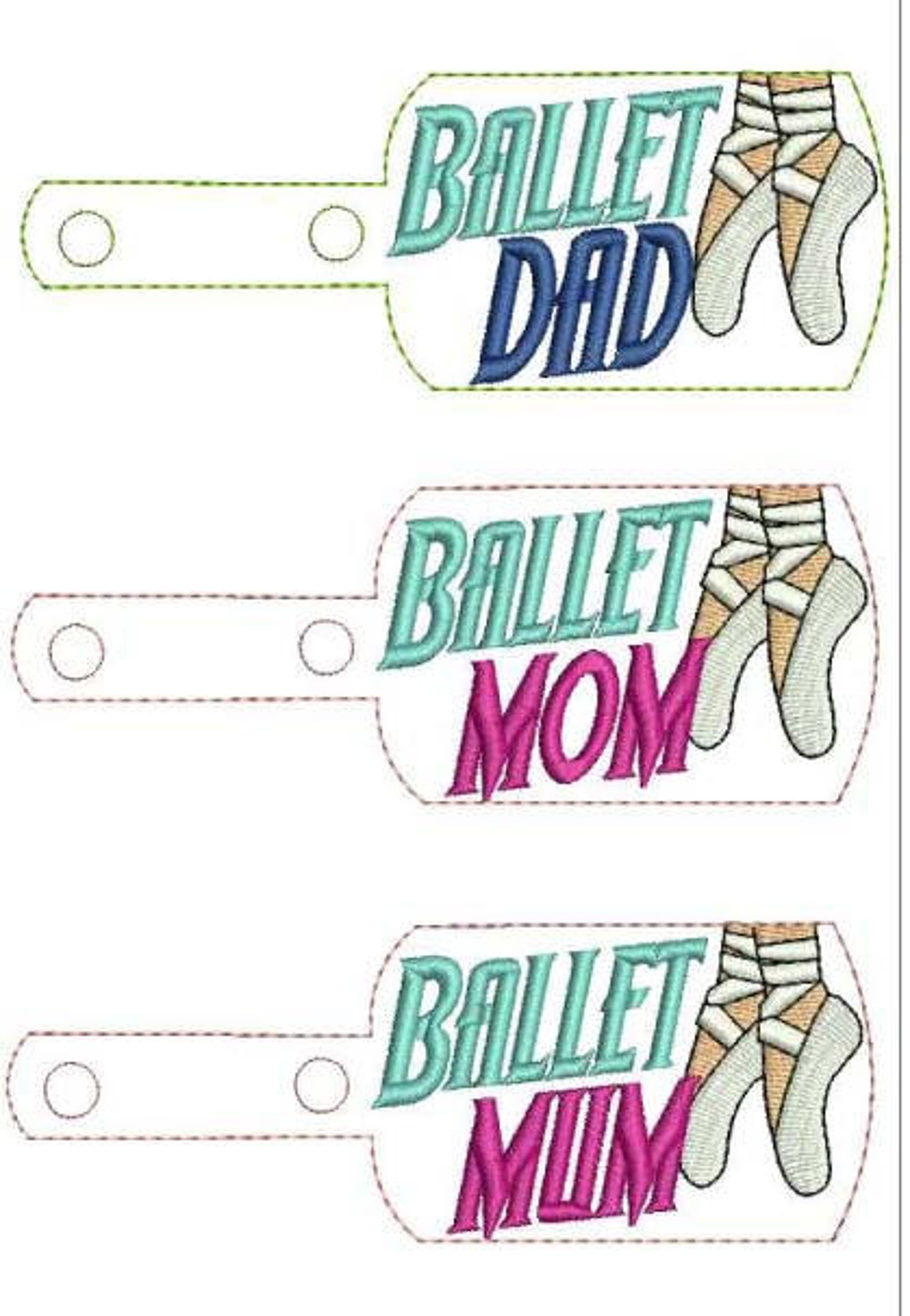 In the Hoop Ballet MOM DAD and MUM Key Fob Embroidery - Etsy
