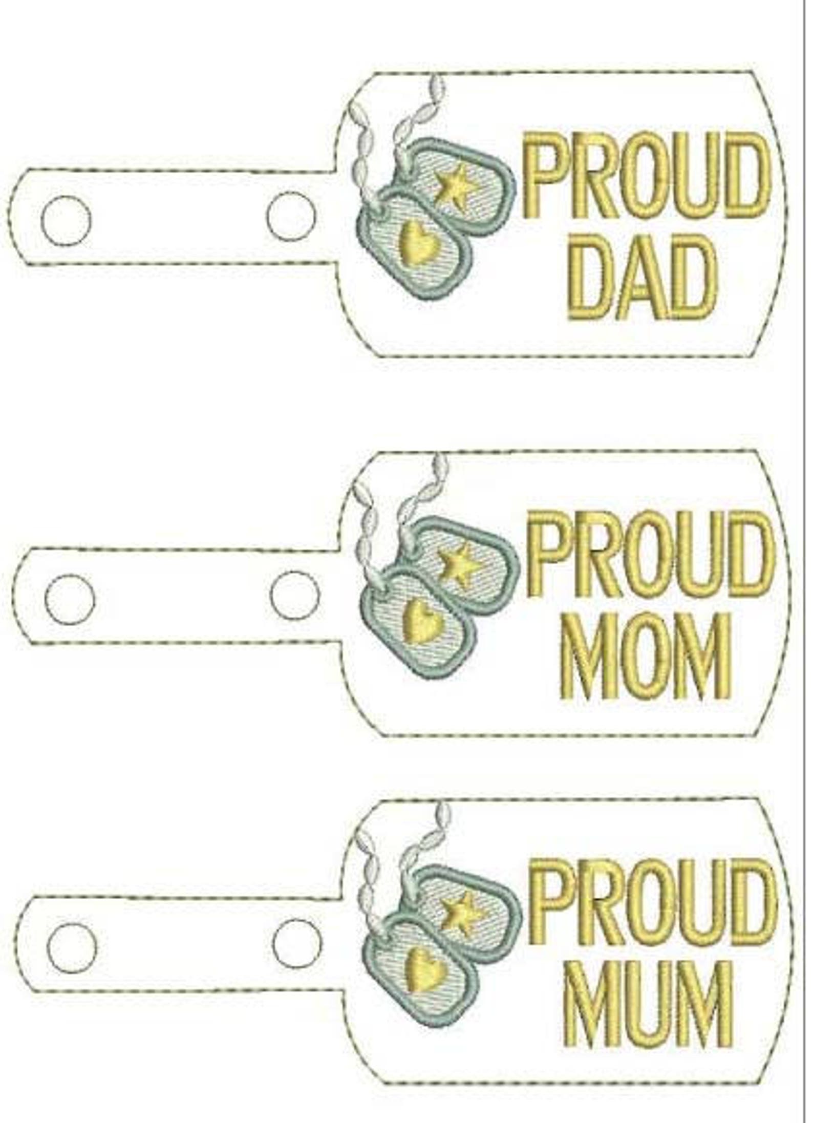 In the Hoop Proud MOM DAD MUM Dog Tag Key Fob Embroidery Machine Design ...