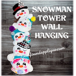 In The Hoop Snowman Tower Wall Hanging Embroidery Machine Design