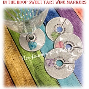 In The Hoop Valentine Sweet Tart Wine Marker Embroidery Machine Design Set