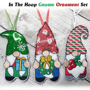 In The Hoop Gnome Christmas Ornament Embriodery Machine Design Set