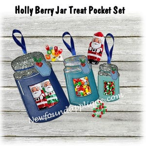 In The Hoop Glastasche Holly Berry Geschenkkartenhalter-Stickerei-Maschinendesign