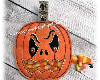 In the hoop Jack-O-Lantern Candy Pocket Embroidery Machine Design