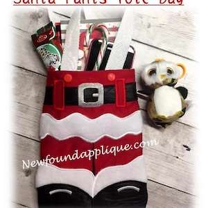 In The Hoop kerstman broek draagtas borduurmachine ontwerp