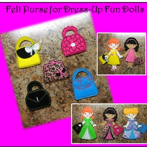 In The Hoop Dress Up Fun Doll Purse Set Embroidery Machine Design