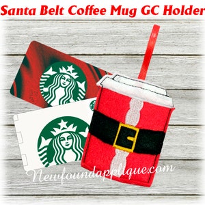 In The Hoop Santa Gürtel Kaffee Geschenkkartenhalter Stickerei Stickmaschine Design