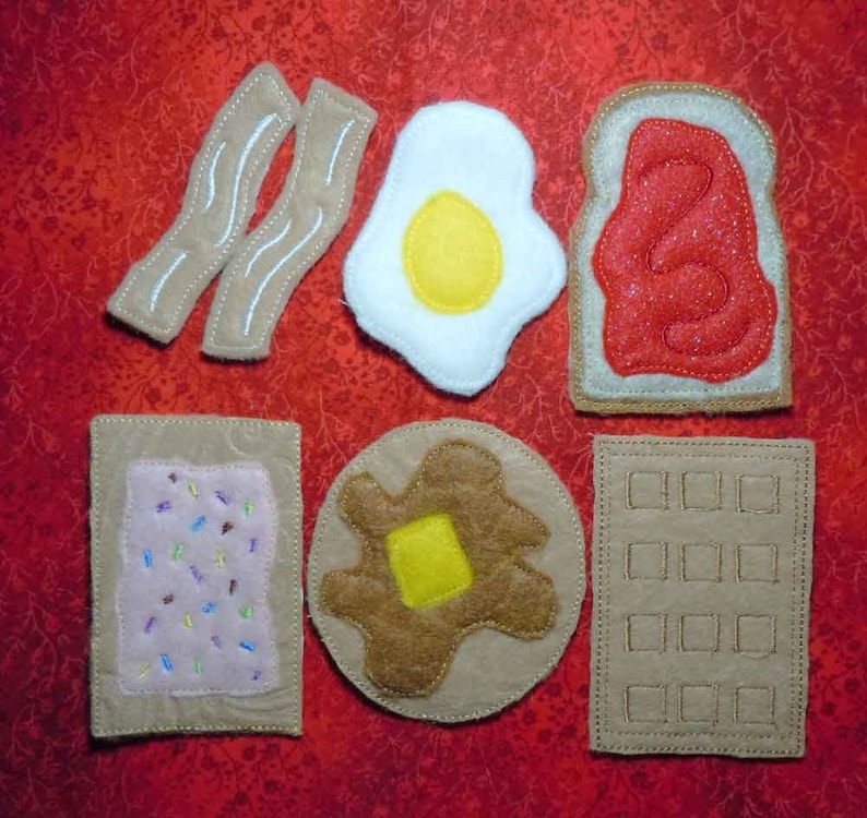 In the Hoop Breakfast Set Felt Food Embroidery Machine Design Etsy