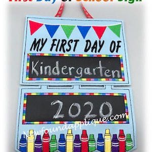 In The Hoop &quot;First Day Back To School&quot; Sign Embroidery Machine design