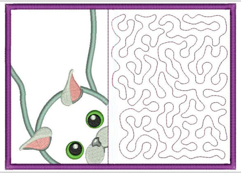 In The Hoop Peeking Kitty Coaster 5x7 Embroidery Machine Design image 7