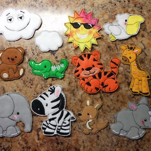 In The Hoop Felt Board Safari Animal Embroidery Machine Design Set